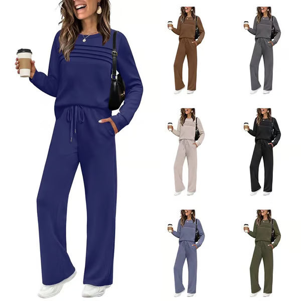 🔥LAST DAY SALE 60% OFF👍✨Women's Crew Neck Top & Drawstring Pants Set