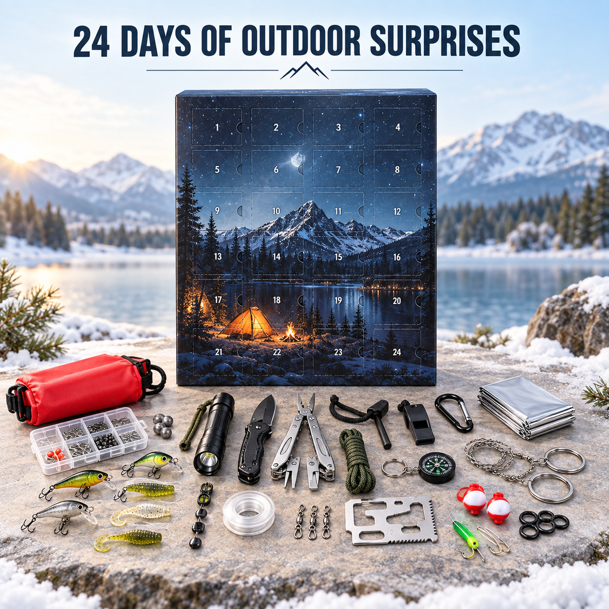 Outdoorsman Advent Calendar – 24 Fishing, Camping & Survival Tools